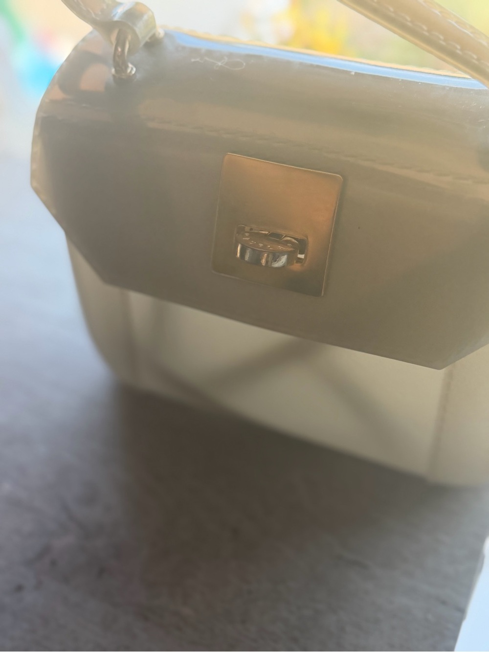 Furla Two-Tone Black and Cream Mini Bag Charm with Gold Hardware